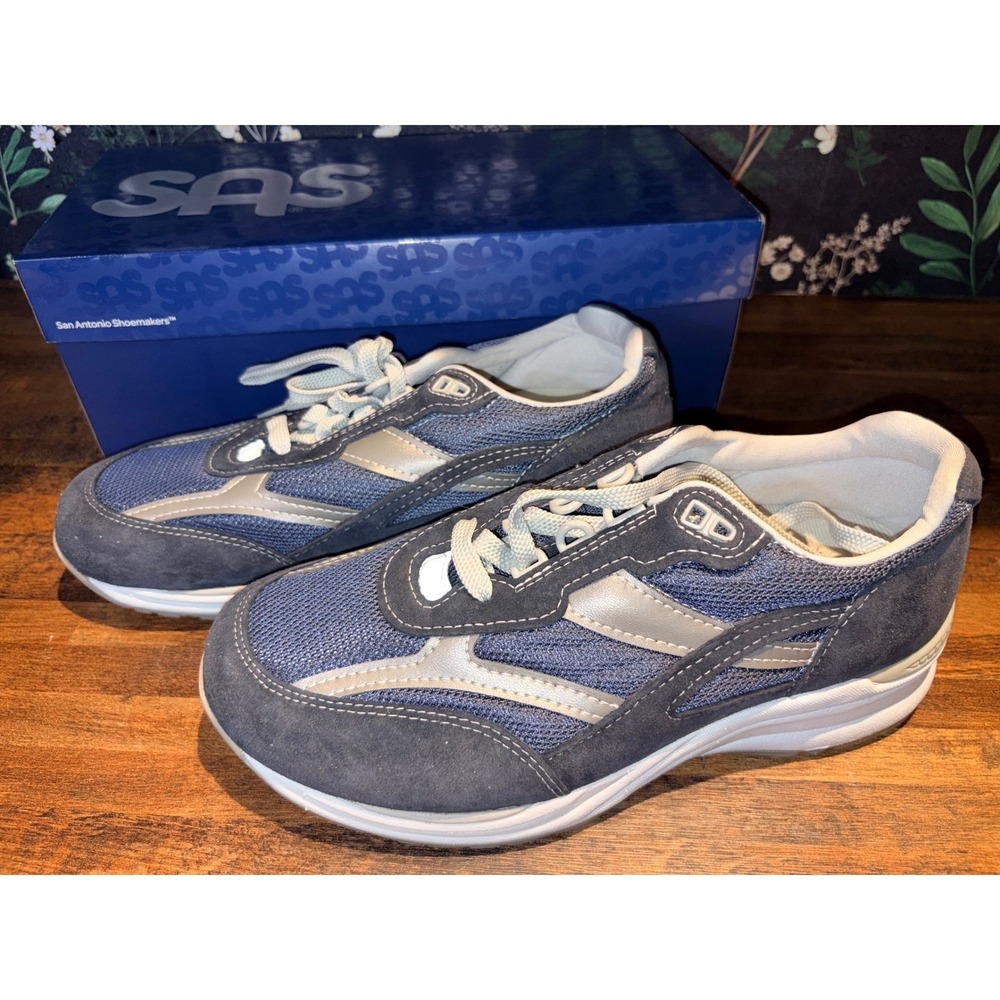 SAS Journey Mesh Blue Walking Shoes Womens 8.5 W Wide Suede Sneakers Made in USA